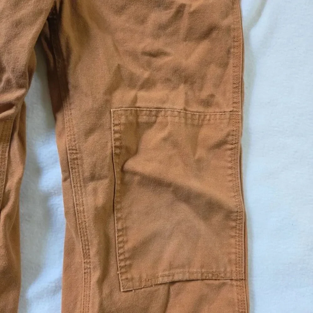 Carhartt Kids Size 7 Brown Duck Canvas Double Knee Bib Overalls Workwear Play